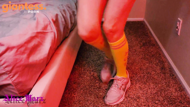 Giantess Finished Running Tiny Slave Licks Off Her Sweat