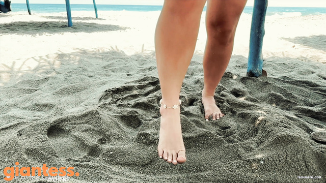 Rise Of The Giantess - Gorgeous Gabriella Resting at The Beach: Little Pests Are Bothering Her