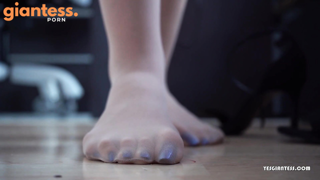 Toetally Devine - Giantess Dominates in Silk Pantyhose Against a Secret Agent