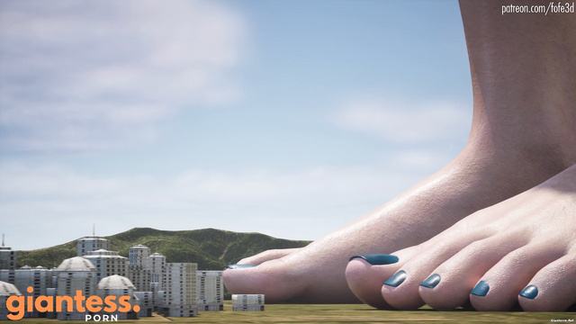 FoFe3D - Provocative Naked Giantess: Slow Motion Steps Mean Total Ruin Of Town