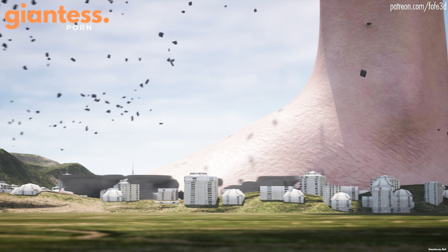 FoFe3D - Provocative Naked Giantess: Slow Motion Steps Mean Total Ruin Of Town