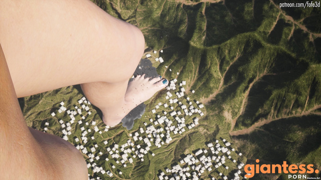 FoFe3D - Provocative Naked Giantess: Slow Motion Steps Mean Total Ruin Of Town