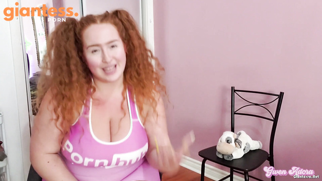 Gwen Adora - Redhead Giantess Brat Squishes Man While Twerking on a Chair