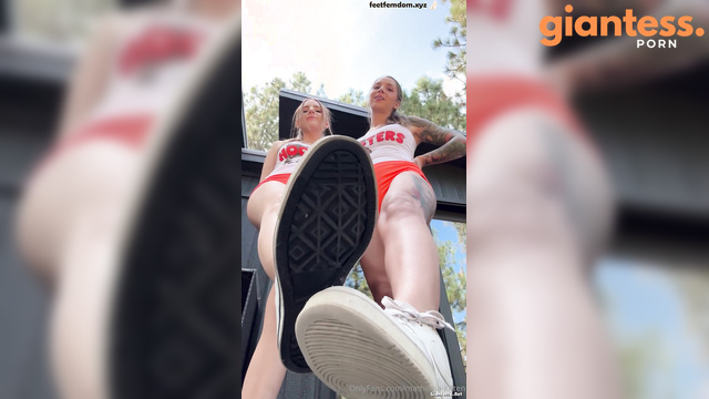 Mathema Kitten - When Two Hooters Giantesses Find a Tiny Intruder Outside