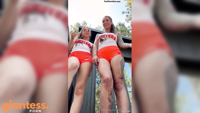 Mathema Kitten - When Two Hooters Giantesses Find a Tiny Intruder Outside