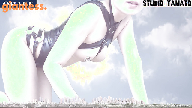 Studio Yamato - Giantess in Leather Lingerie Teasing City By Her Tongue
