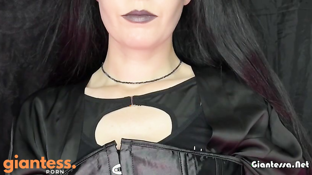 At Goddess Mercy of the Gothic Giantess: Tiny Man’s Playful Trial With Saliva