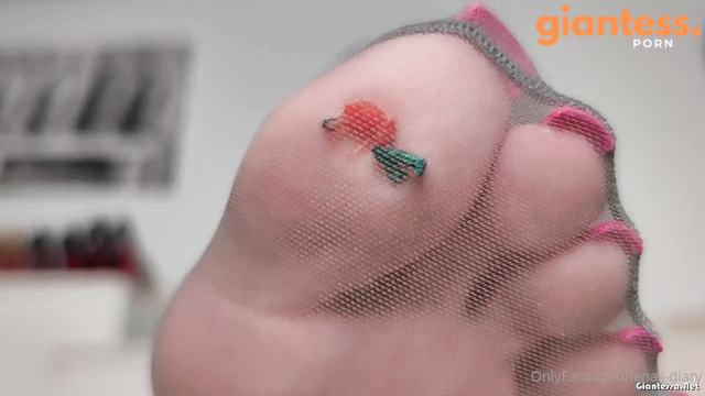 Lena’s Nylon Toes Dominate The Tiny Victim Trapped In Her Shoes