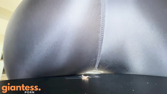 Giantess Tara - Special Butt Crushes And Teases in Shiny Yoga Leggings For Shrunken man