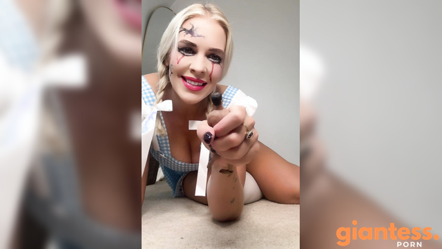 Sexy Blondie Giantess Penny On Halloween: Special Giant Creepy Doll Finds Tiny Prey
