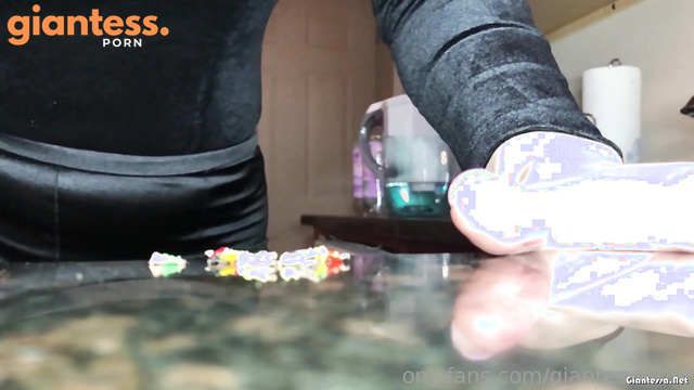 Starving Giantess With Red Lips: Finding A Tiny Snack On My Kitchen Counter