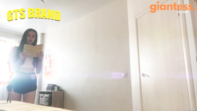 GTS Brand - She Is So Hungry Again: Skinny Giantess In Shorts Looks For Food In Kitchen
