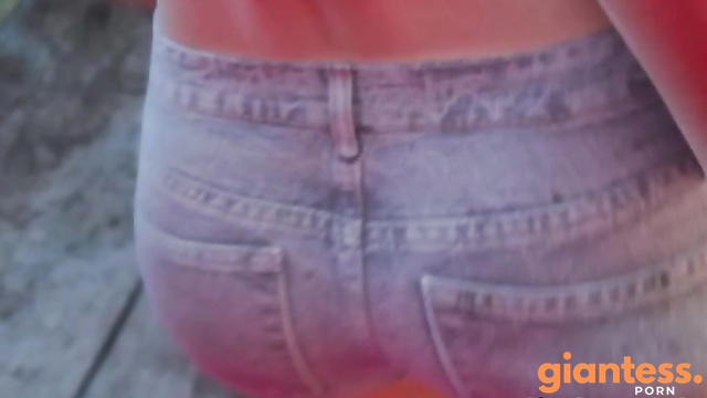 Tiny Man Smashed Under Heavy Butts Of Girls In Jean Shorts On A Summer Road Trip