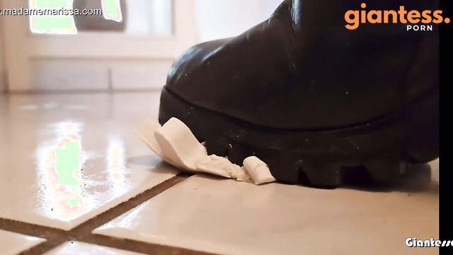 Madame Marissa - Oblivious Giantess Is Squished Under Her Heavy Boot Sole