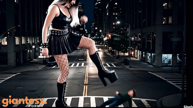 Gothic Giantess In The Town: Screaming Mad Girl Wants To Destroy All In Her Path