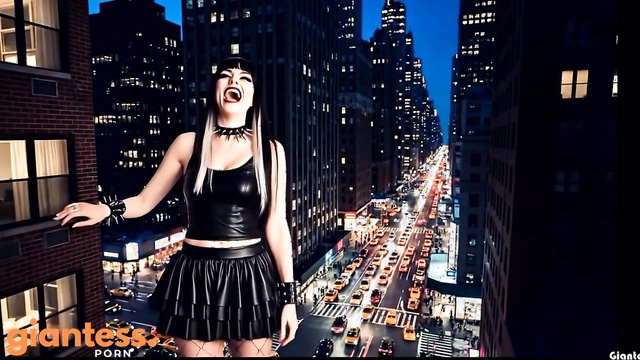 Gothic Giantess In The Town: Screaming Mad Girl Wants To Destroy All In Her Path