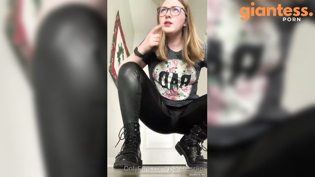 Larger Than Life - Freckled Giantess Showcases Domination In Her Black Shining Boots