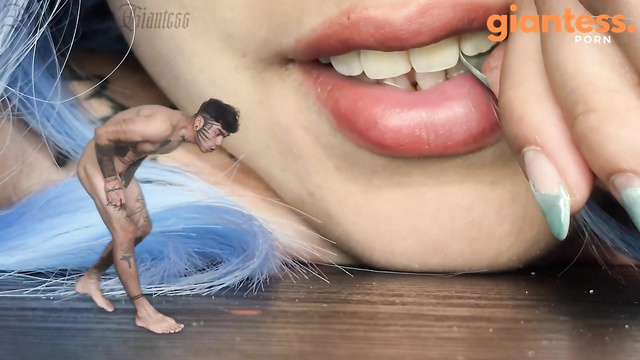 Bratty Mean Giantess - Sexy Blue Haired Giantess Ballbusting A Tiny Man To His Limit