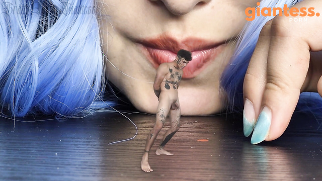 Bratty Mean Giantess - Sexy Blue Haired Giantess Ballbusting A Tiny Man To His Limit