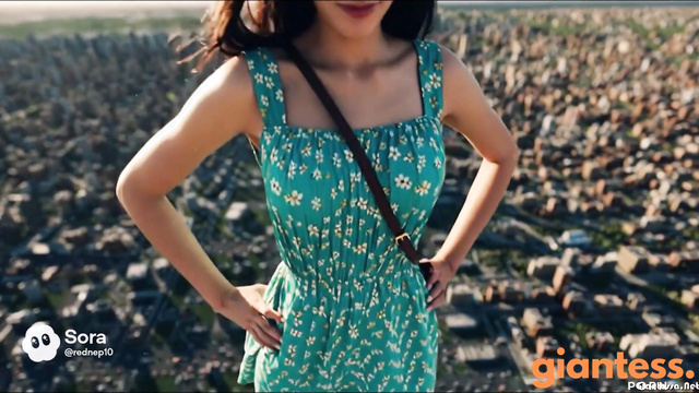 Sexy Pretty Kaiju In Slippers Destroying A Town When She Is Walking Around