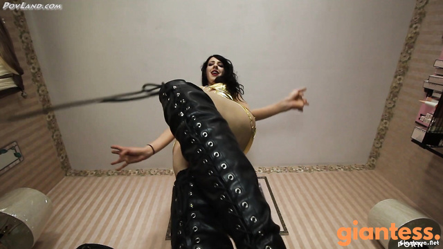 PovLand - Leather Boot Fetish POV: Brunette Brandy Completely Rules Her Tiny Slave