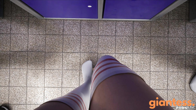 Moreffector - Sweaty Giantess After A Workout In The Locker Room Walking On A Tiny Man