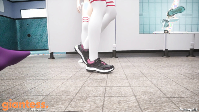 Moreffector - Sweaty Giantess After A Workout In The Locker Room Walking On A Tiny Man