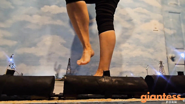 Strength GTS Dioramas - Giantess Diana With Her Strong Calves Destroy A Tiny Little Village
