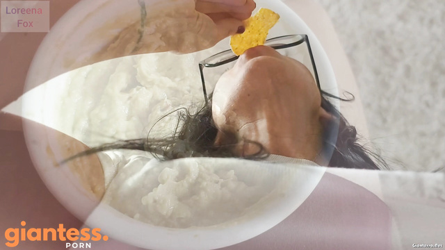 Loreena Fox - Hungry Brunette Giantess Enjoys Her Snack Time With A Tiny Human