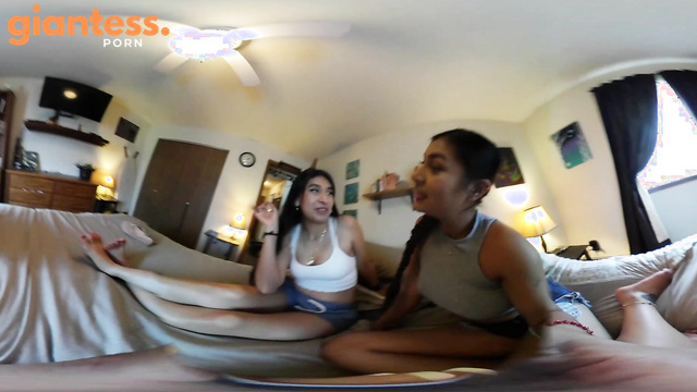 Tiny Guys Foot Fetish and Fantasies - Chia and Kalila Giantess Double Trouble - VR360