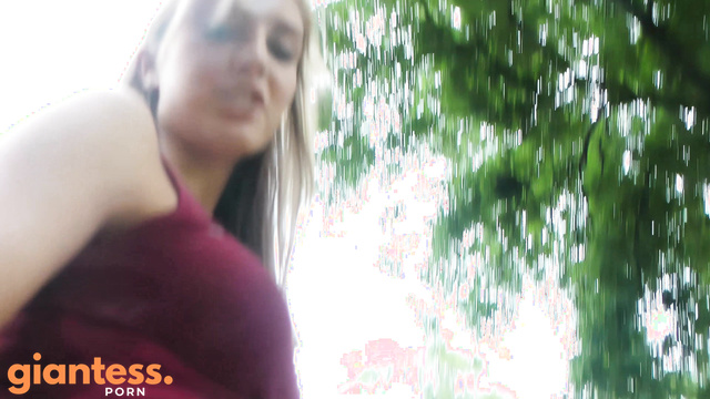 Canadian Giantess  – Beautiful Blonde Presses Butt On Small Man