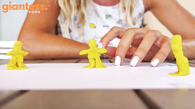 AtomicToez - Giantess and clay men hand crush