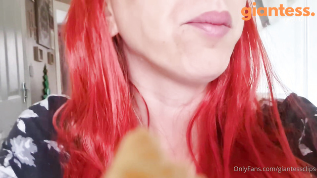 Larger Than Life - Redhead Giantess Crushes Eats And Sits On Shrunken Family