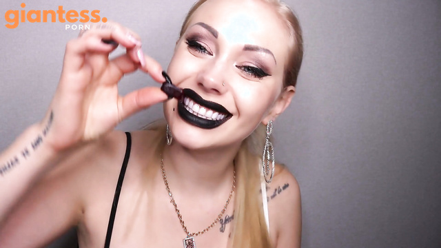 Giantess Swallowing Her Shrinking Slaves In Front Of The Eyes Of Her New Food
