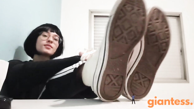 Giantess Forces Shrunken Sub To Massage Her Feet