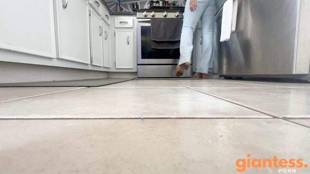 Girl Walks On the Floor In The Kitchen