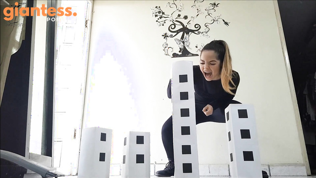 Farager's Giantess - Giantess Supervillain girl Carmen attacks a second city