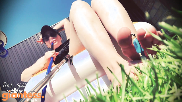 Russian Beauty - Smoking Outside While Enjoying Giantess Feet