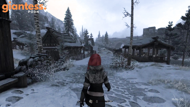 Giantess Redhead Grows Enormous and Takes Over a Snowy Winter City