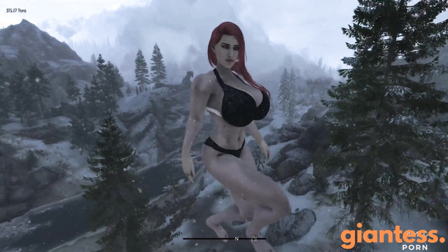 Giantess Redhead Grows Enormous and Takes Over a Snowy Winter City
