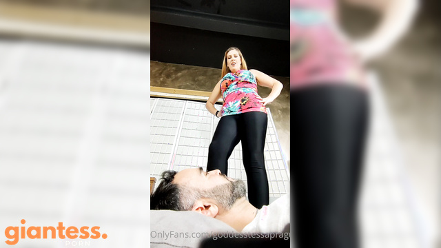Goddess Tessa - Giantess Domination: Playing with Her Little Foot Servant