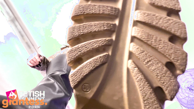 Fetishtainment - Under Giantess Queen Marie Mueller’s Golden Sneakers and Smelly Socks
