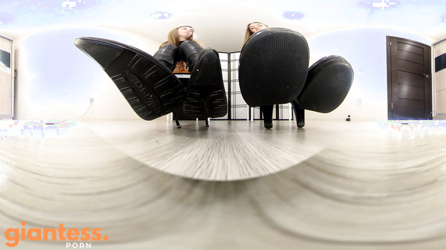 Under Giantess Feet - Tall High-Heeled Boots: Giantess Scarlett & Miranda Stylish Humiliation