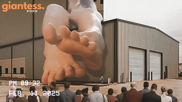GiantGhost - Giant Lucya Loves Sitting on Buildings, Let Tiny People Admire Her Feet