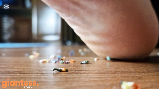 Giantess FootyQueen - Tiny Plastic Figures Meet Their End Under the Playful Giantess