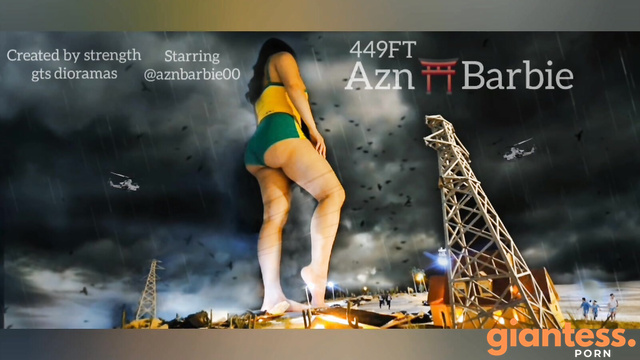 Strength GTS Dioramas - Giantess Barbie Night Walk: Towering Over the City in Shorts