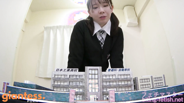 Japanese Asian Biting Mouth Fetish - Cute Giantess Kozue Fujita: City Wrecking Fun