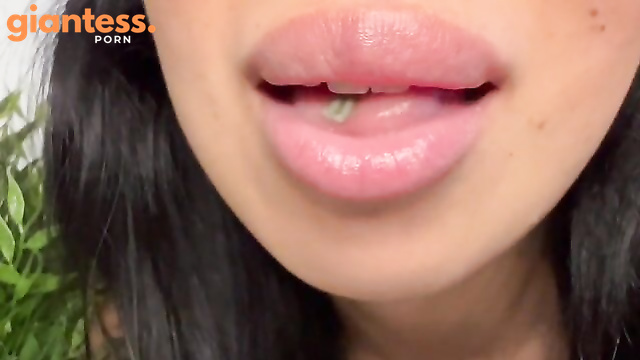 Giantess Lips Pout, Wanting a Taste of The Mini Guy