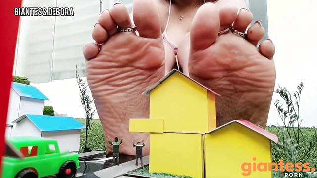 Giantess Debora - Crushing Tiny Town With Toes And Making Tinys Cry