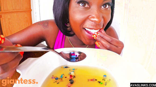 Queen Ava - Tinies in The Soup: Ebony Giantess Sinister Appetite